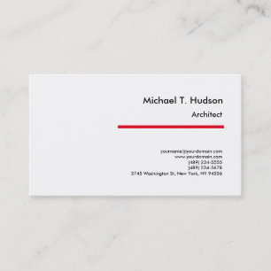 Carte De Visite Simple minimaliste Architecte simple rouge blanc