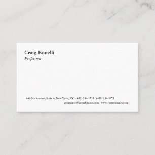 Carte De Visite Simple minimaliste blanc moderne Professionnel