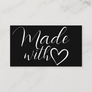 Carte De Visite Simple Minimaliste Blanc Noir Fabriqué Avec Coeur 
