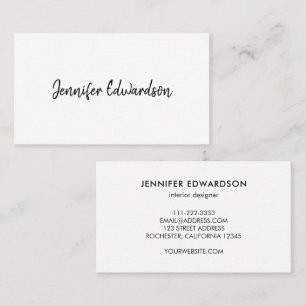 Carte De Visite Simple minimaliste blanc professionnel manuscrit