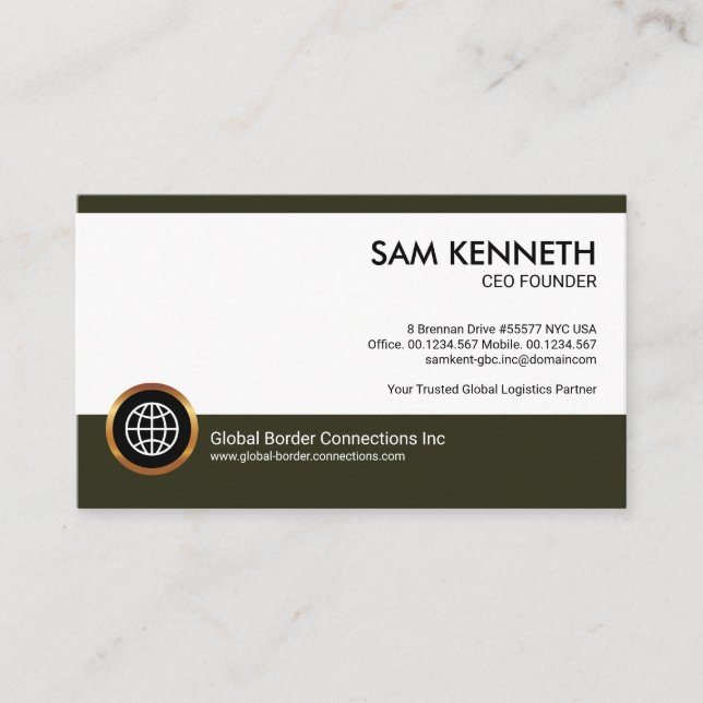 Carte De Visite Simple minimaliste PDG Entrepreneur de boîte Brown (Devant)