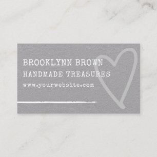 Carte De Visite Simple minimaliste Rustique Kraft papier coeur gra