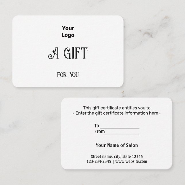 Carte De Visite simple minimum ajouter votre nom adresse texte log (Devant / Derrière)