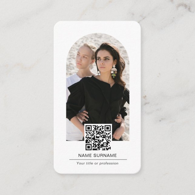 Carte De Visite Simple Modern arch QR code photo (Devant)