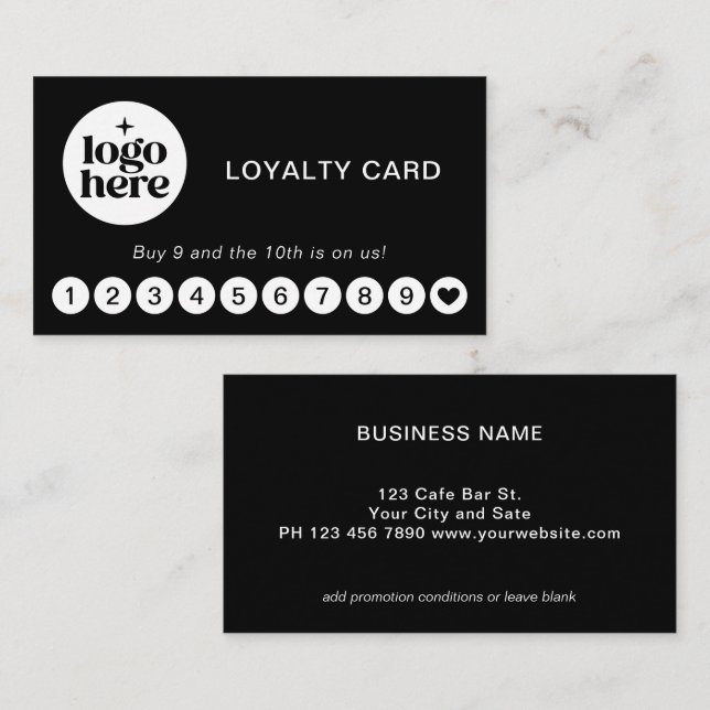 Carte De Visite Simple Modern Logo Business Loyalty Card (Devant / Derrière)