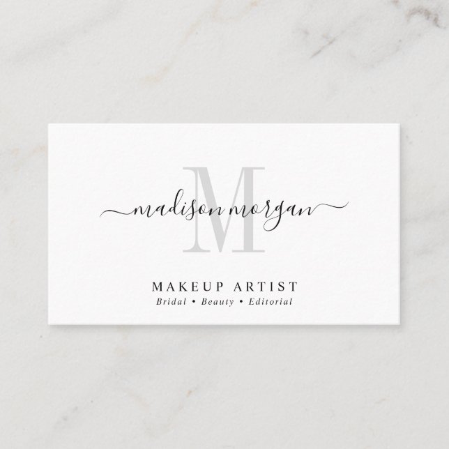 Carte De Visite Simple Modern Makeup Artist Script Monogram (Devant)