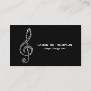 Carte De Visite Simple Modern Music Note Nom complet avec texte bl