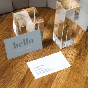 Carte De Visite Simple moderne bleu gris et blanc réversible