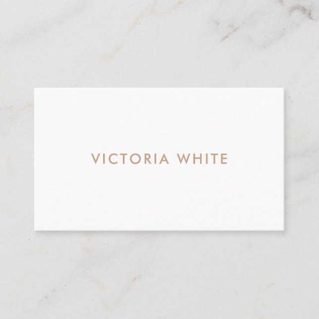Carte De Visite Simple Moderne Chic Blanc Beige Business Car (Devant)