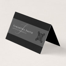 Simple moderne demi-gris mi-noir QR Monogramme