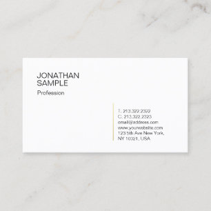 Carte De Visite Simple moderne et élégant White Gold Professiona