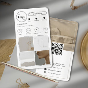 Carte De Visite Simple moderne Instagram Photo Collage Blanc