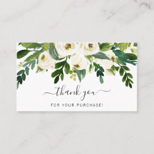 Carte De Visite Simple moderne Merci blanc floral élégant
