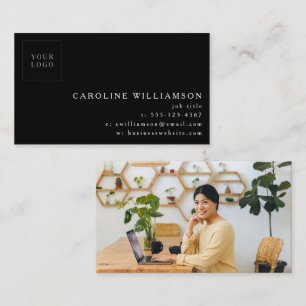 Carte De Visite Simple Moderne Minimaliste Logo Photo sur Fond Noi