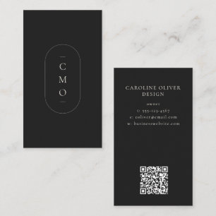 Carte De Visite Simple Moderne Minimaliste Petit Monogramme Noir
