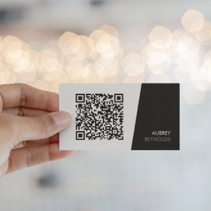 Carte De Visite Simple Moderne Minimaliste QR Code noir et blanc