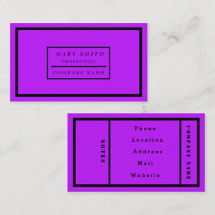 Carte De Visite Simple moderne Neon Fluorescent Purple