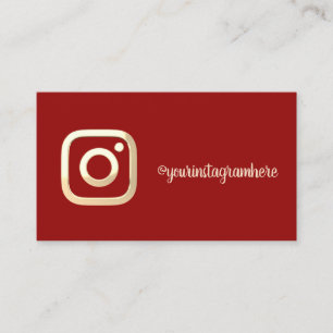 Carte De Visite Simple Moderne, Or Instagram Social Media Rouge