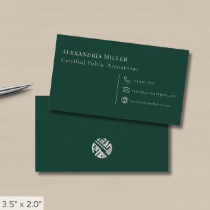 Carte De Visite Simple moderne vert foncé