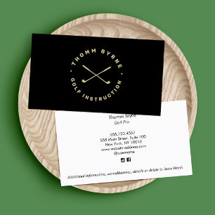 Carte De Visite Simple moniteur de golf Pro Crossed Golf Clubs