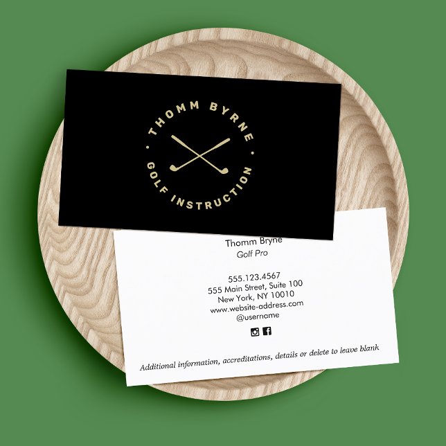 Carte De Visite Simple moniteur de golf Pro Crossed Golf Clubs (Créateur téléchargé)