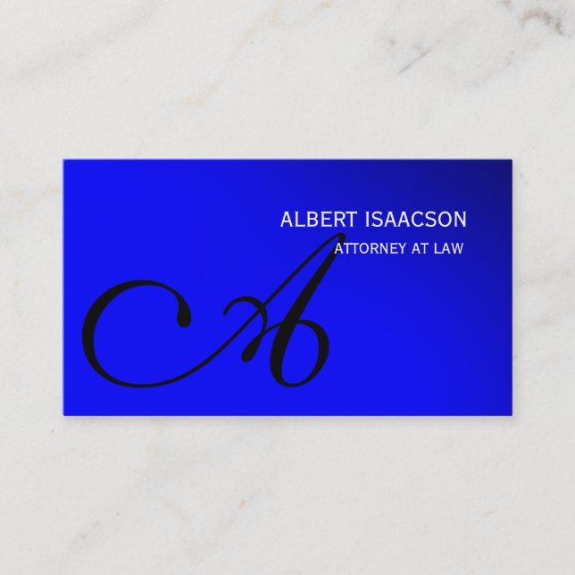 Carte de visite simple Monogramme bleu moderne (Devant)