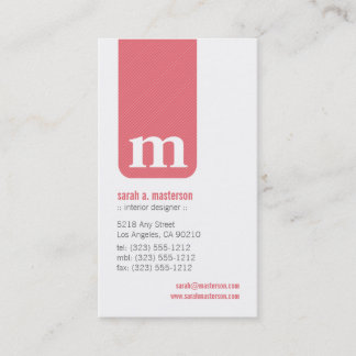 Carte de visite simple Monogramme Designer (rose)