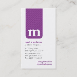 Carte de visite simple Monogramme Designer (violet