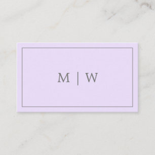 Carte De Visite Simple Monogramme Violet Lilac Pastel Violet