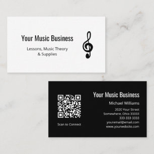 Carte De Visite Simple Music Education QR code Treble Clef