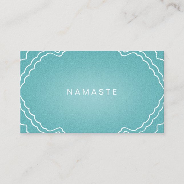 Carte De Visite Simple Namaste Yoga Enseignant Aqua Turquoise (Devant)