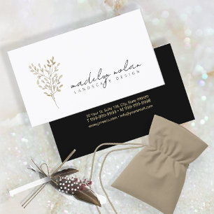 Carte De Visite Simple Nature Feuille Calligraphie ID934