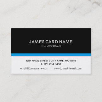 Carte De Visite Simple Noir / Blanc avec une ligne bleue
