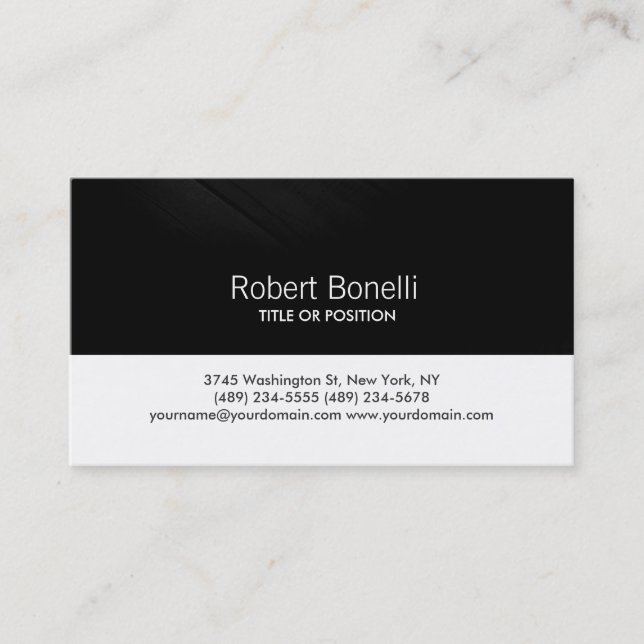 Carte de visite simple noir blanc en bois clair (Devant)