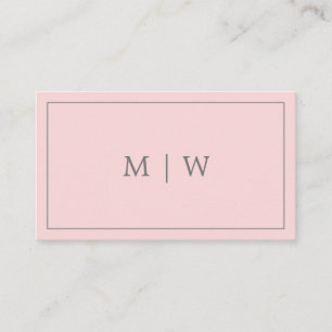 Carte De Visite Simple Pastel Rose Grey Deux premiers logo Monogra