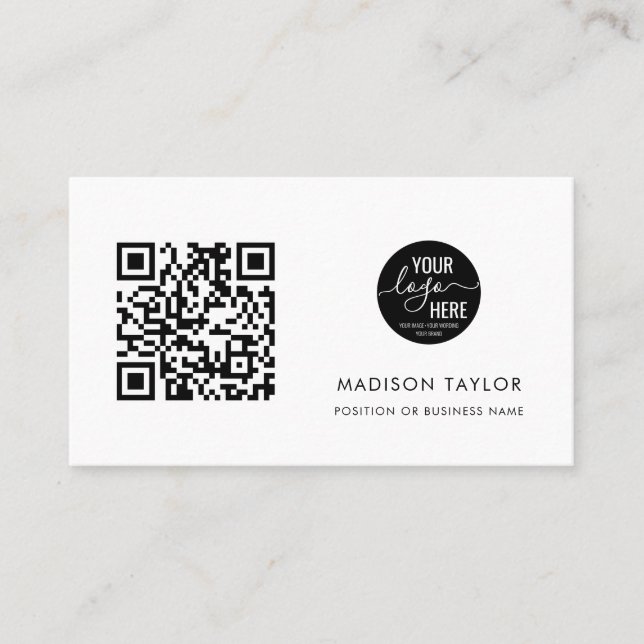 Carte De Visite Simple personnalisation du logo de l'entreprise QR (Devant)