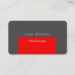 Carte De Visite Simple Plain élégant moderne gris rouge minimalist