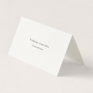 Carte De Visite Simple Plain Elegant Signature Cream Moderne