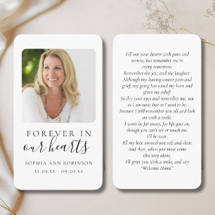 Carte De Visite Simple pour toujours dans nos coeurs Photo Funeral