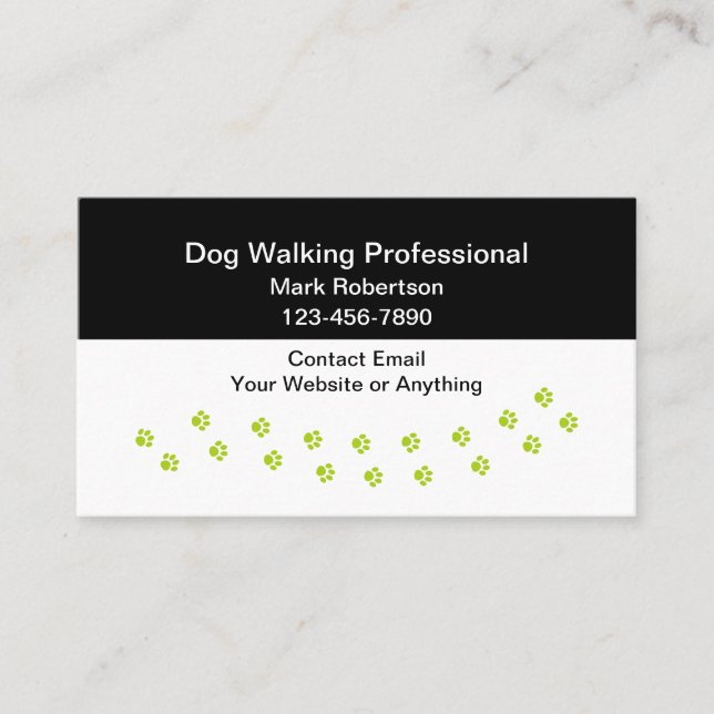 Carte De Visite Simple Professional Dog Walking Business Cards (Devant)
