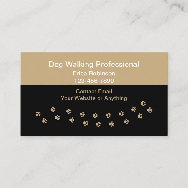 Carte De Visite Simple Professional Dog Walking Business Cards (Devant)