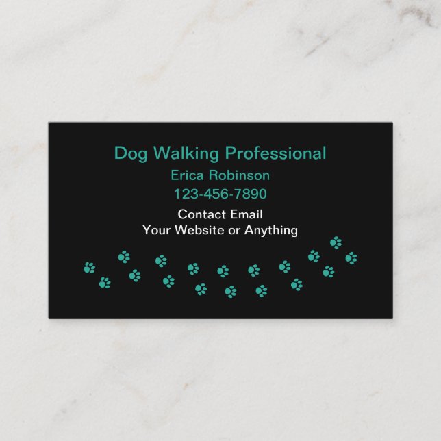 Carte De Visite Simple Professional Dog Walking Business Cards (Devant)