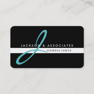 Carte De Visite Simple professionnel de monogramme turquoise