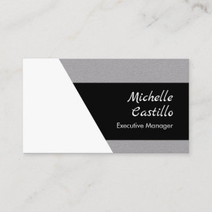 Carte De Visite Simple Professionnel Minimaliste Gris Blanc Noir