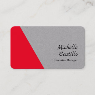 Carte De Visite Simple Professionnel Minimaliste Gris Rouge