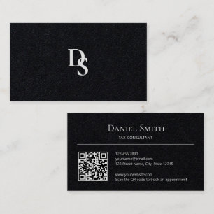 Carte De Visite Simple professionnel sur papier noir avec code QR