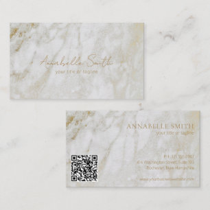 Carte De Visite Simple QR Code Moderne Elégant Marbre Or