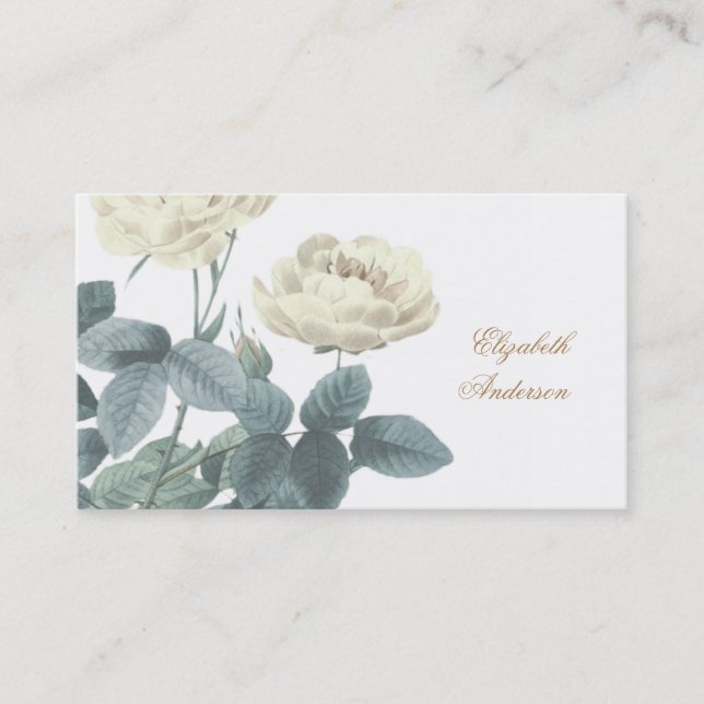 Carte de visite simple Rose blanche (Devant)