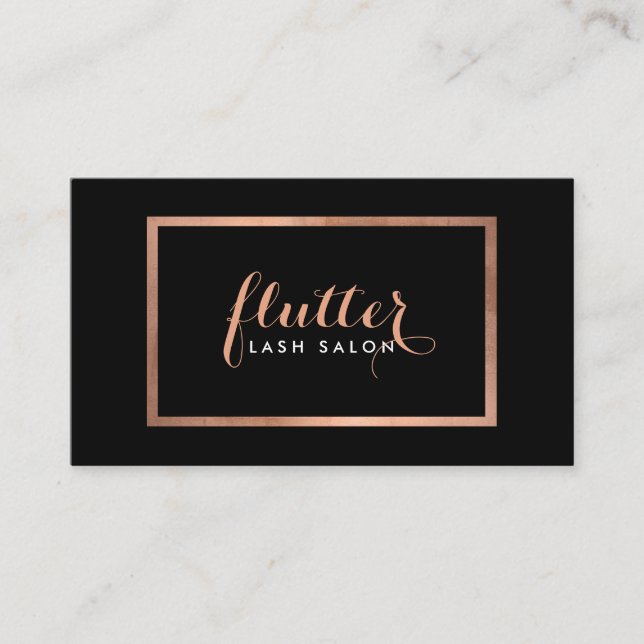 Carte De Visite Simple Rose Gold Lash Salon Logo Noir (Devant)