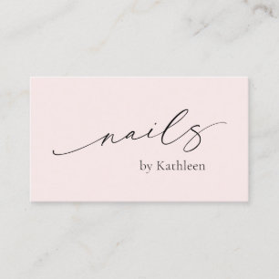 Carte De Visite Simple rose QR Code élégant ongle Salon moderne